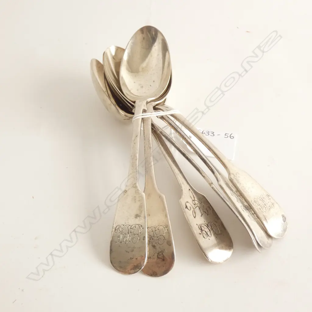 (17757) 6 STG SILVER DESSERT SPOONS - Image 1++