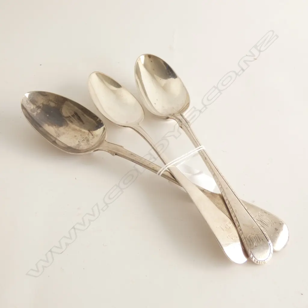 (17757) 3 STG SILVER TABLESPOONS - Image 1++