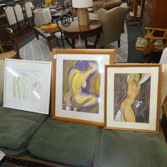 3 NUDES; PASTEL 280x400mm & 2 OTHERS