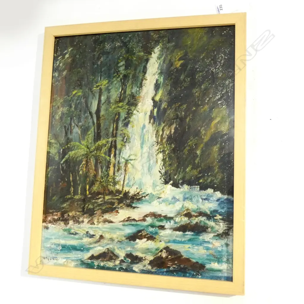 M GARDNER HOMER FALLS OIL 490 X 390 MM + PRINT... Image 1++
