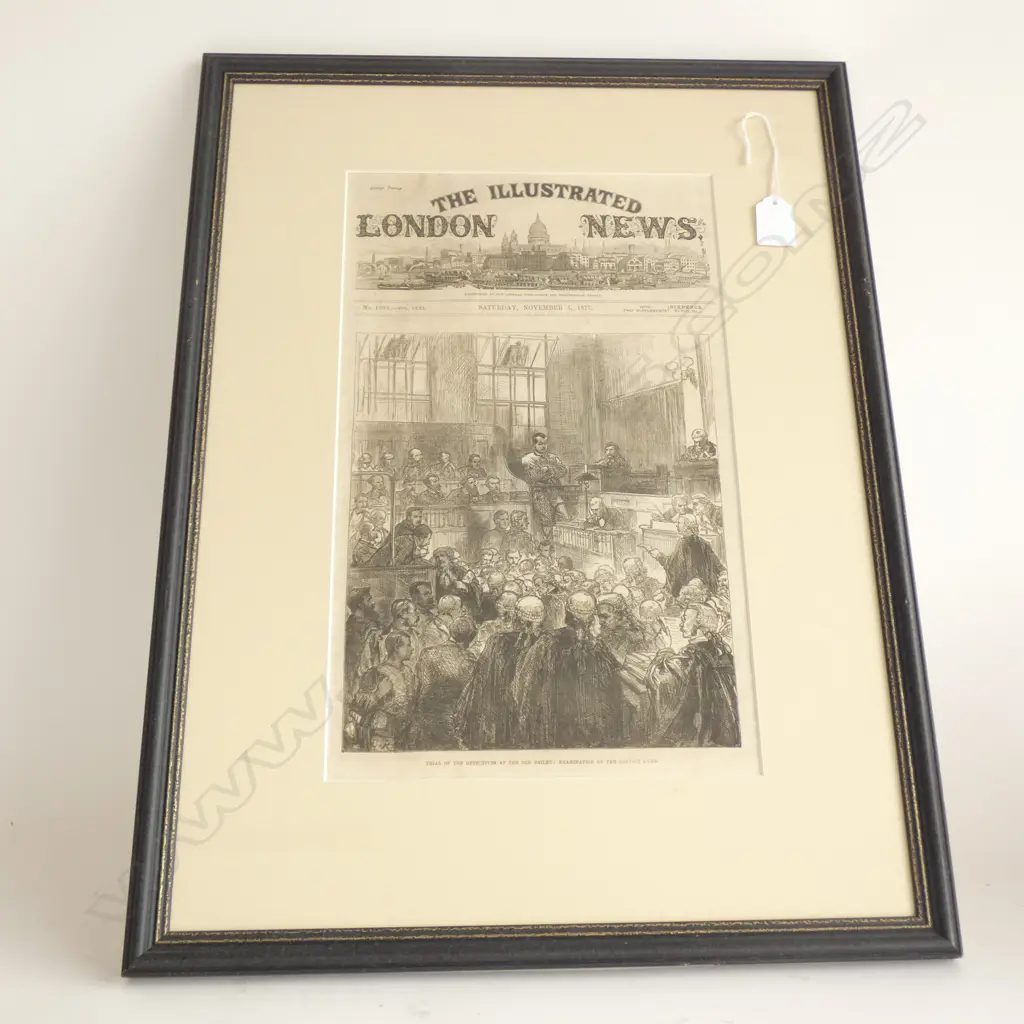 THE LONDON ILLUSTRATED NEWS 1877 SKETCH OF THE 'TRIAL OF THE DETECTIVES' (KURR). 560 x 420mm OVERALL  Image 1++