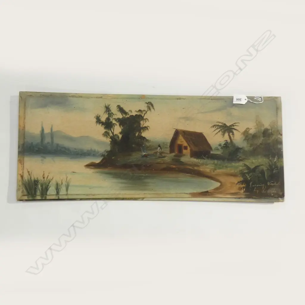 PR OIL ON BOARD 'EVENING WAIKATO' BY DE RITZ 250 X 640MM (UNFRAMED) Image 1++