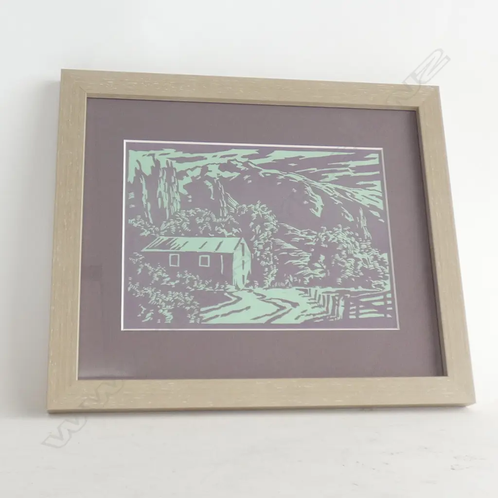 OWEN R LEE LANDSCAPE VINTAGE LITHOGRAPH BY H TOMBS FROM LINOCUT 1950 160 X 220M Image 1++