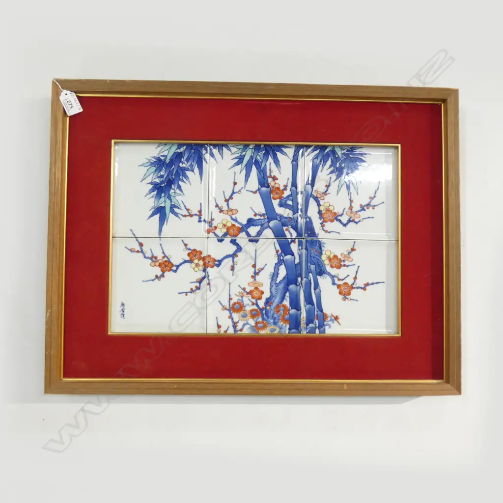 ORIENTAL CERAMIC ARTWORK; BLOSSOMS; ON 6 TILES 295x445mm Image 1++