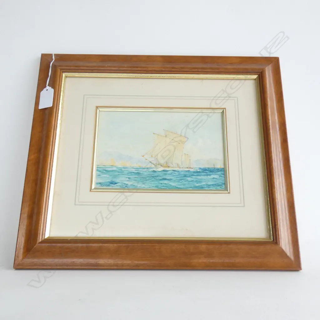 F M CASEY SAILING BOAT W/C 'RANGITOTO MILITARY COMP' SIGNED AND DATED 1916 120x185mm Image 1++