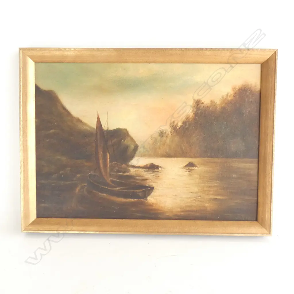 19TH CENTURY SEASCAPE EARLY NZ FRAMING  LABEL 230 X 340 MM Image 1++