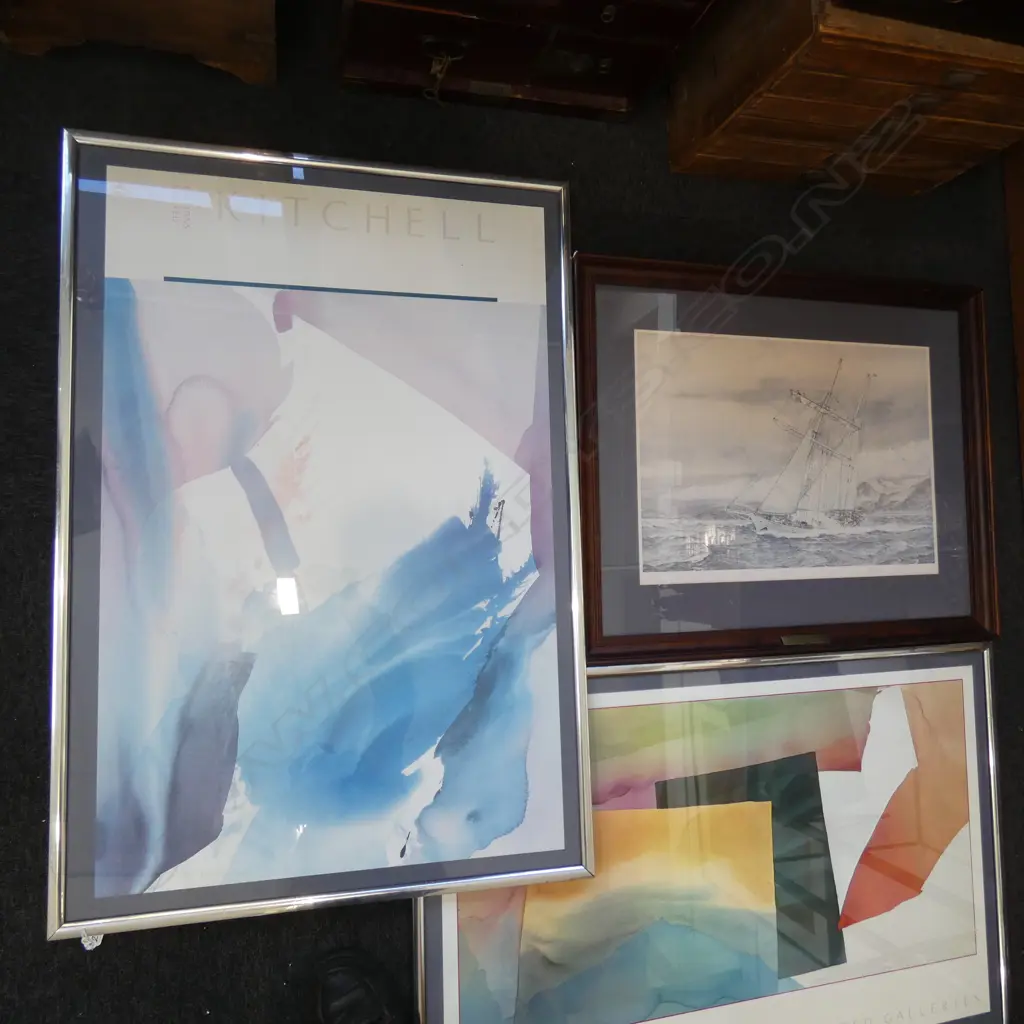4 LARGE PRINTS; 3 w. SILVER METAL FRAMES 1000x650mm, 1 AF + W/C Image 1++