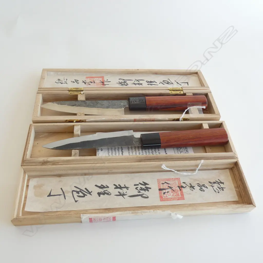 TWO JAPANESE KITCHEN KNIVES IN ORIGINAL BOXES  Image 1++
