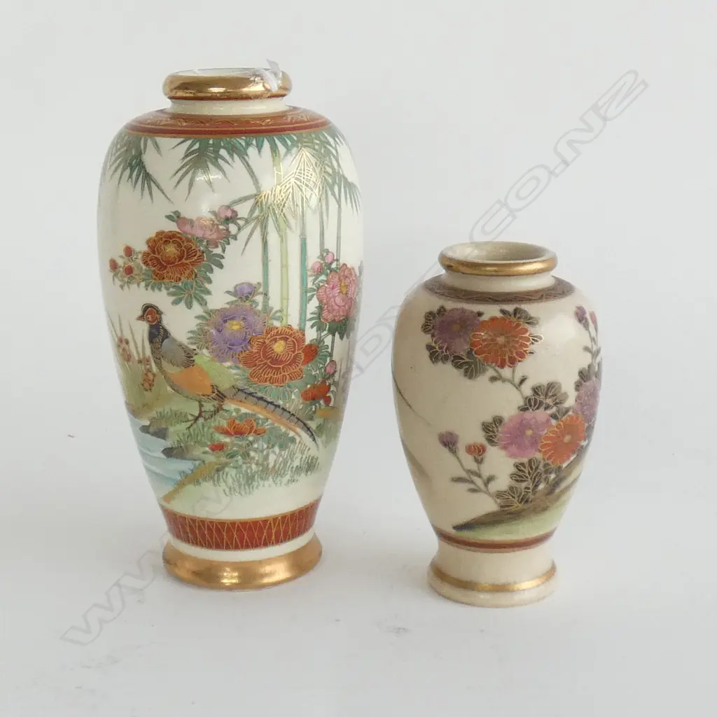 TWO SATSUMA VASES H. 190 & 125MM  Image 1++