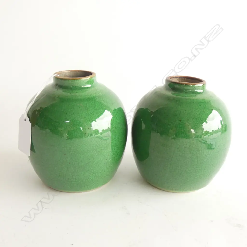PR CHINESE, EMERALD GREEN GLAZED GINGER JARS. H.1052mm Image 1++