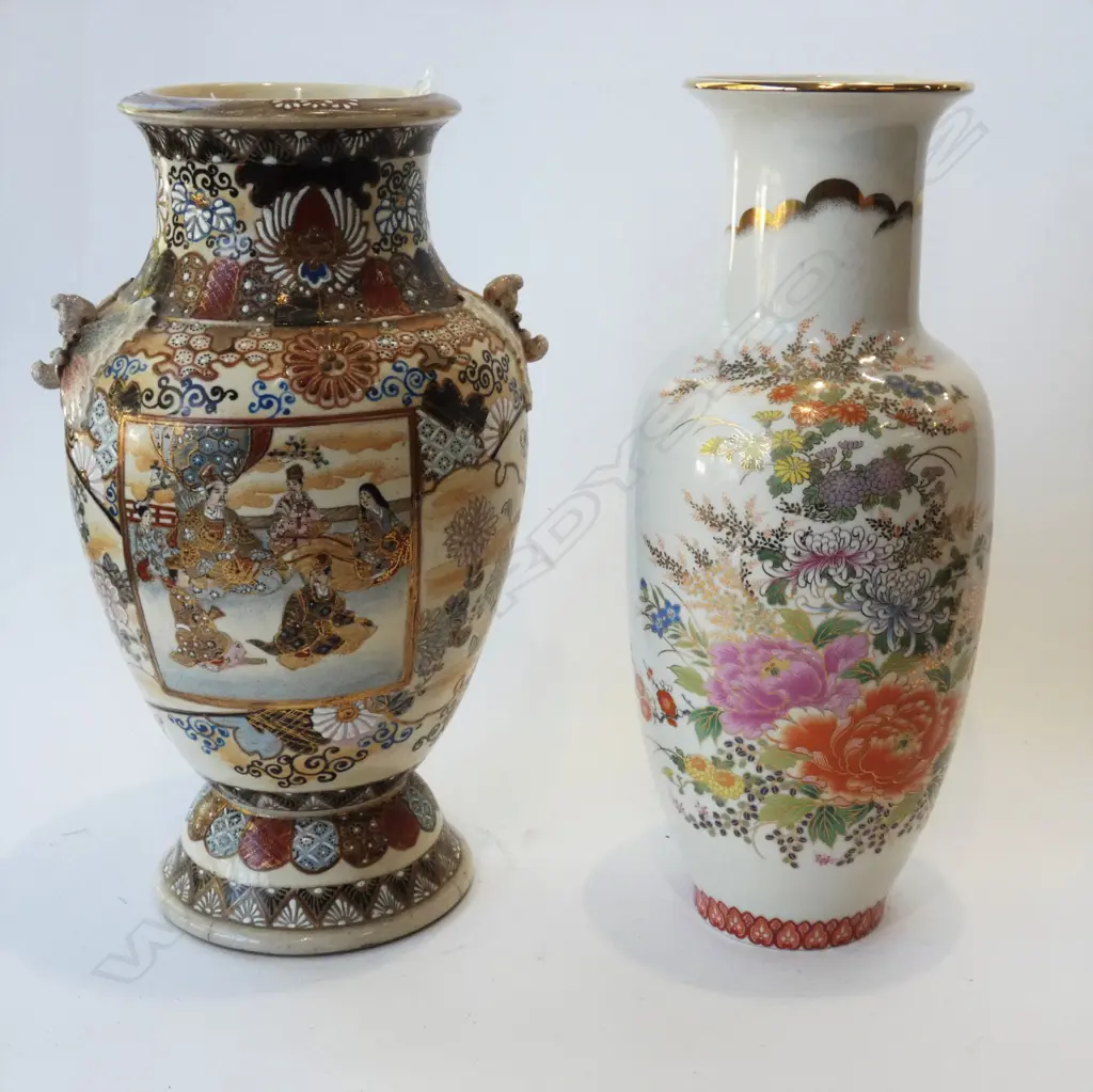 2 LG JAPANESE VASES; 1 SATSUMA H. 310MM Image 1++
