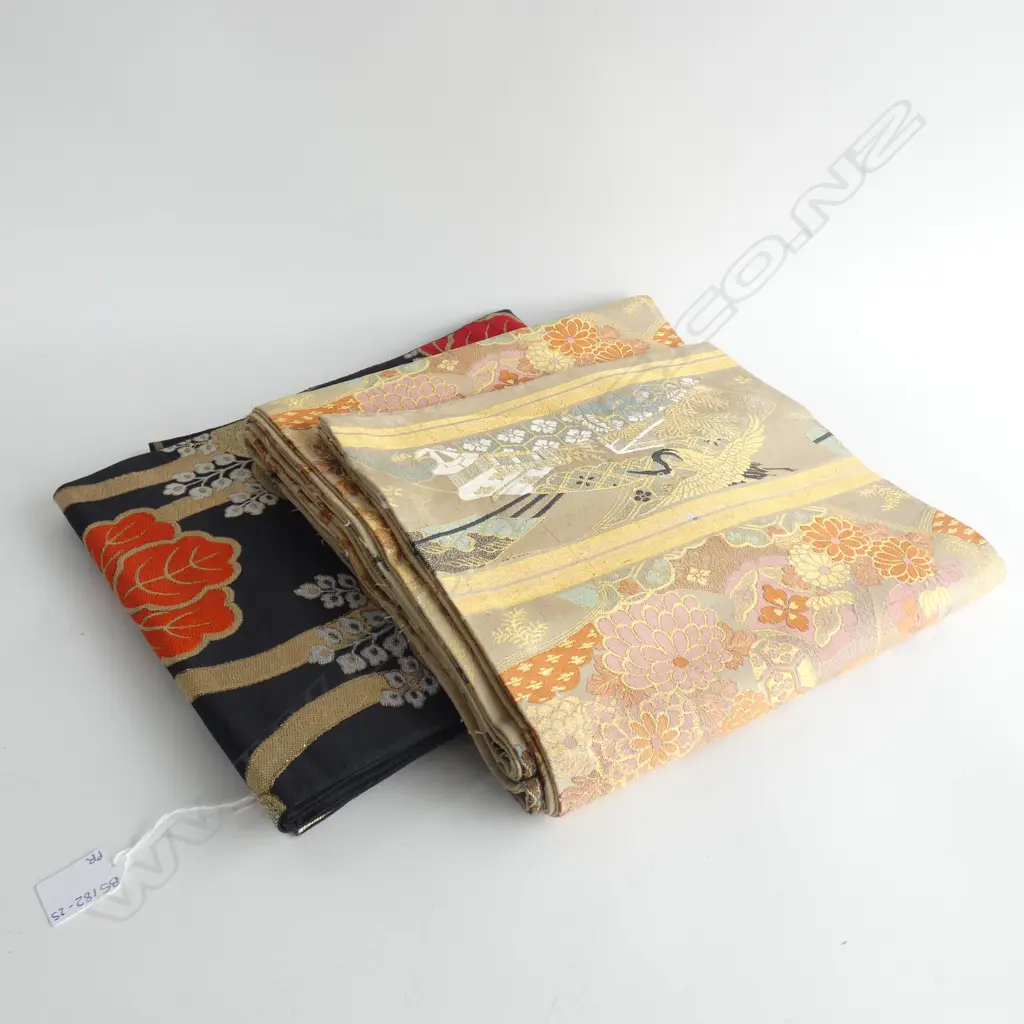 PAIR OF VINTAGE JAPANESE WEDDING OBI HANDWOVEN SILK W300 L4000 Image 1++