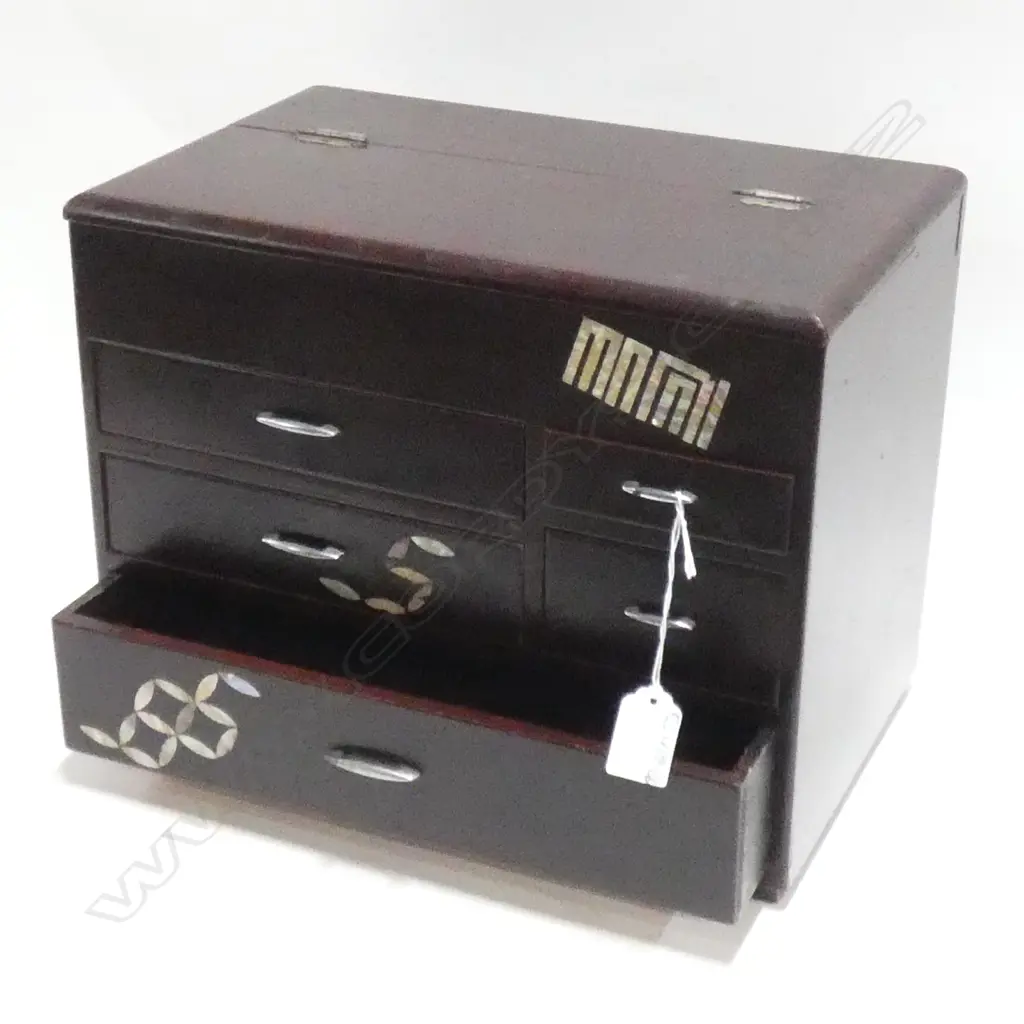 OLD JAPANESE SMALL SEWING CABINET 5 DRAWER Image 1++