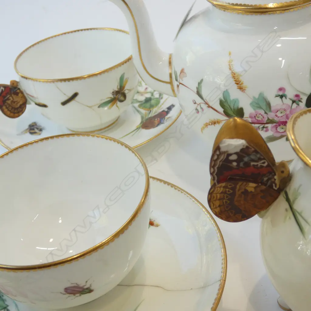 VICTORIAN BUTTERFLY HANDLE TEASET FOR TWO 7 PCS  A/F Image 1++