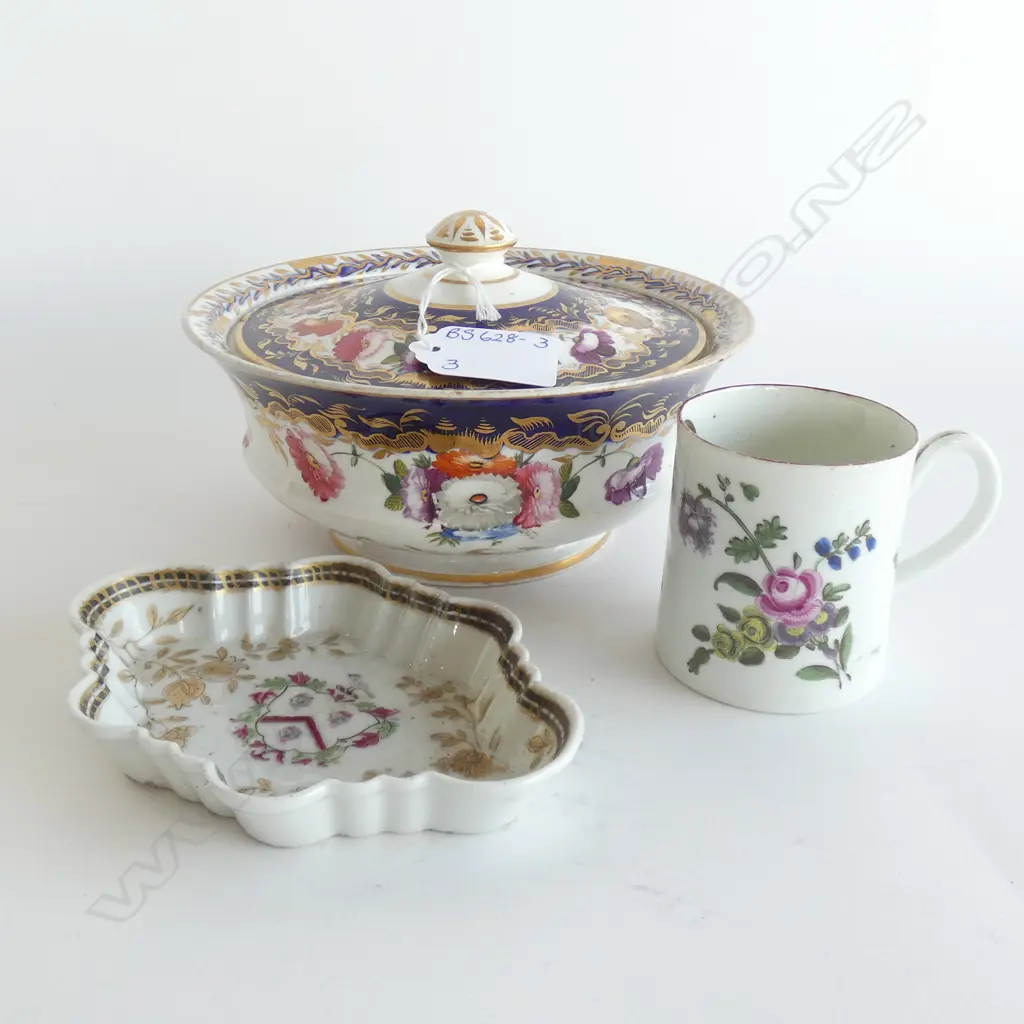 3 ANTIQUE PORCELAIN PCS INC. LIDDED BOWL DIA 155MM Image 1++