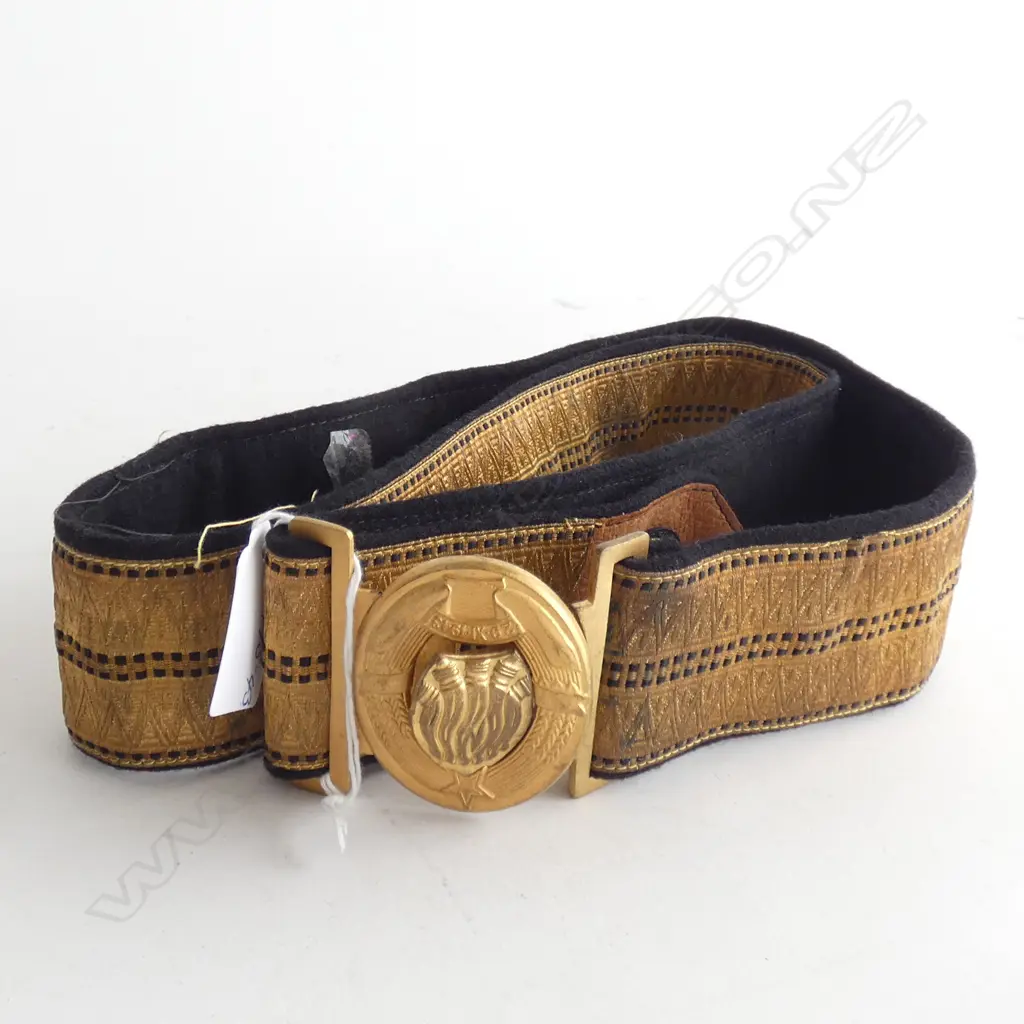 29.11.1943 GLIT BELT BUCKLE W GOLD SILK & BLCK VELVET BELT  Image 1++