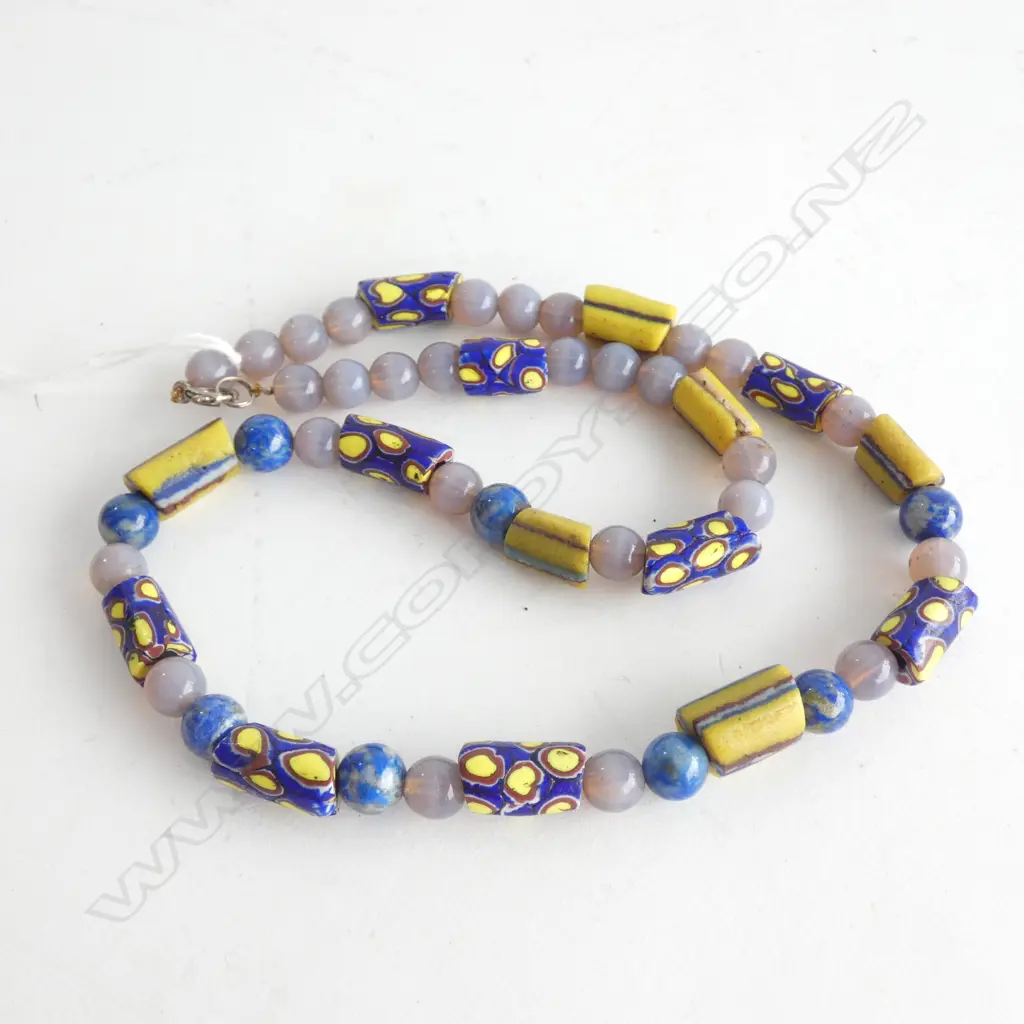 VINTAGE TRIBAL NECKLACE GLASS CYLINDER BEADS  Image 1++