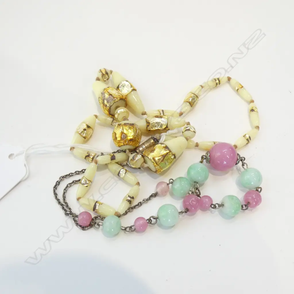 2 FANCY COSTUME BEAD NECKLACES. GLASS BEADS ETC Image 1++