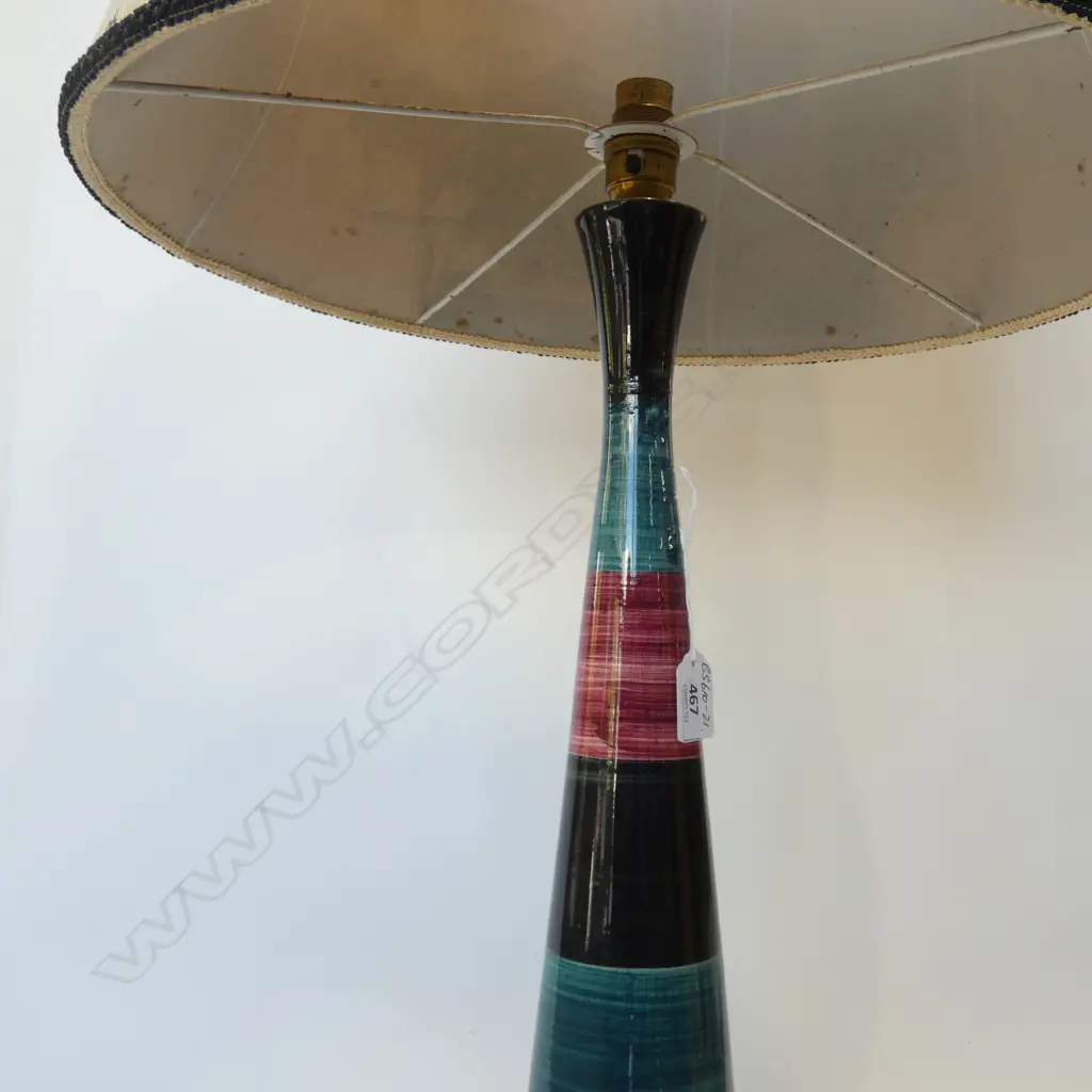 CROWN LYNN? HAND PAINTED RETRO LAMP H.740mm Image 1++