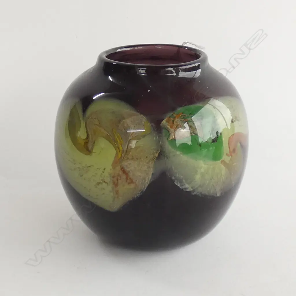 PETER RAOS ART GLASS VASE SIGNED & DATED 1985 H.130mm Image 1++