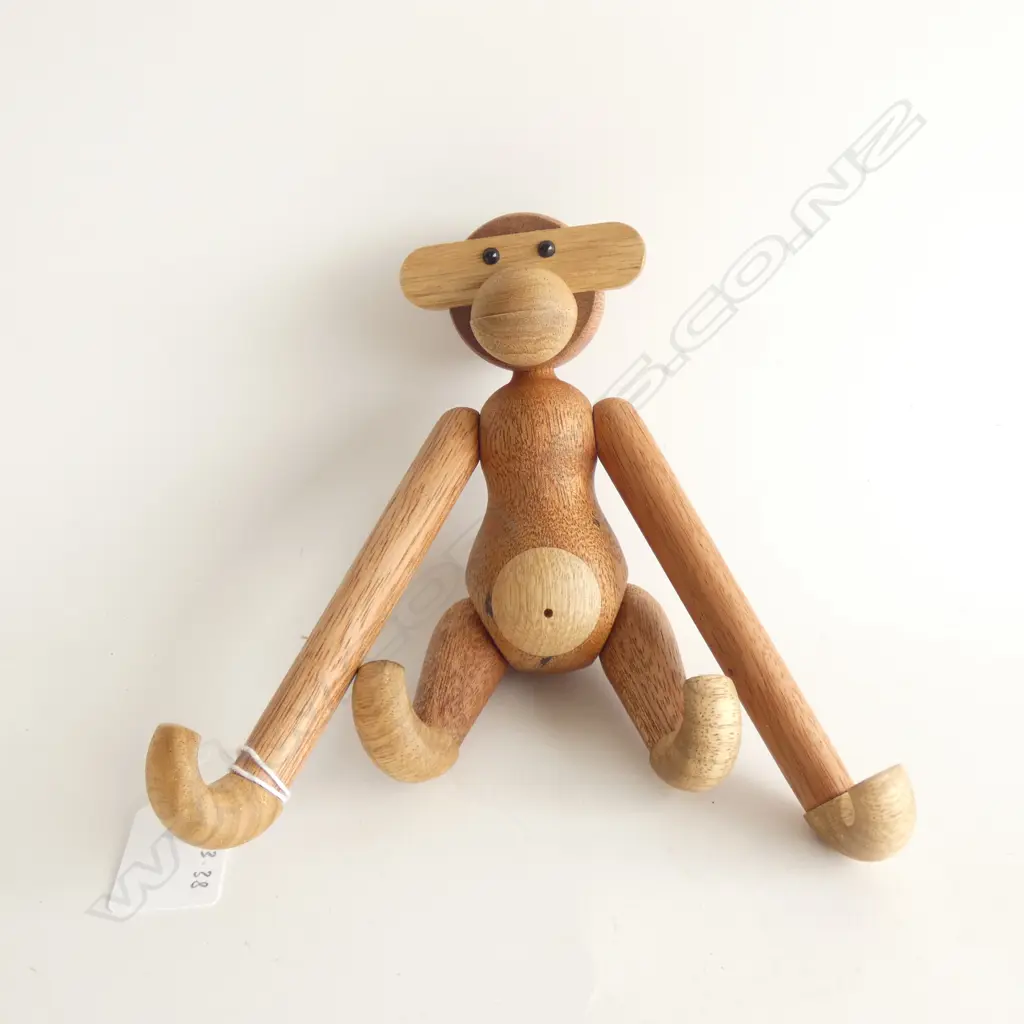 DANISH WOODEN JOINTED MONKEY. H.190mm Image 1++