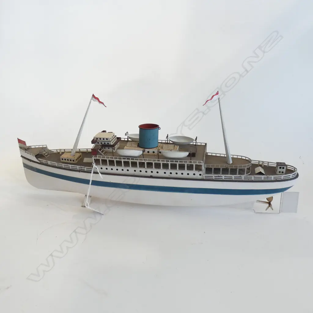 VINTAGE FLEISCHMANN TIN PLATE STEAM SHIP L.510mm Image 1++