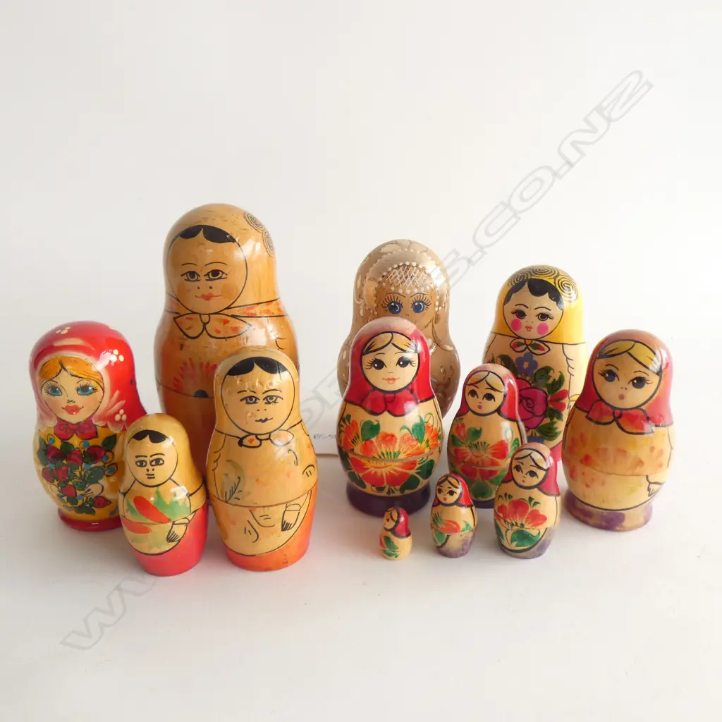 6 VINTAGE RUSSIAN MATRYOSHKA DOLLS H.140mm Image 1++