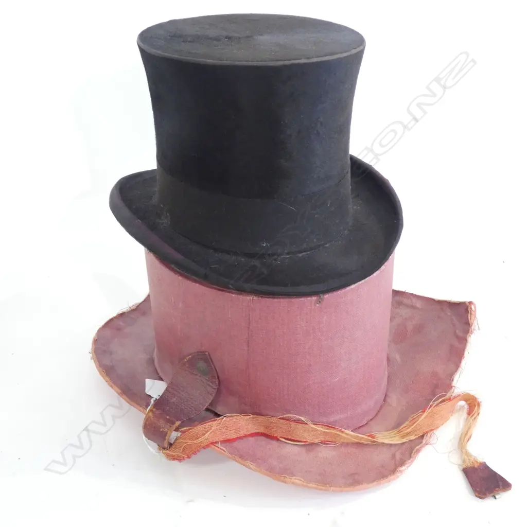 ANTIQUE LINCOLN BENNETT & CO TOP HAT ORIG. CASE Image 1++