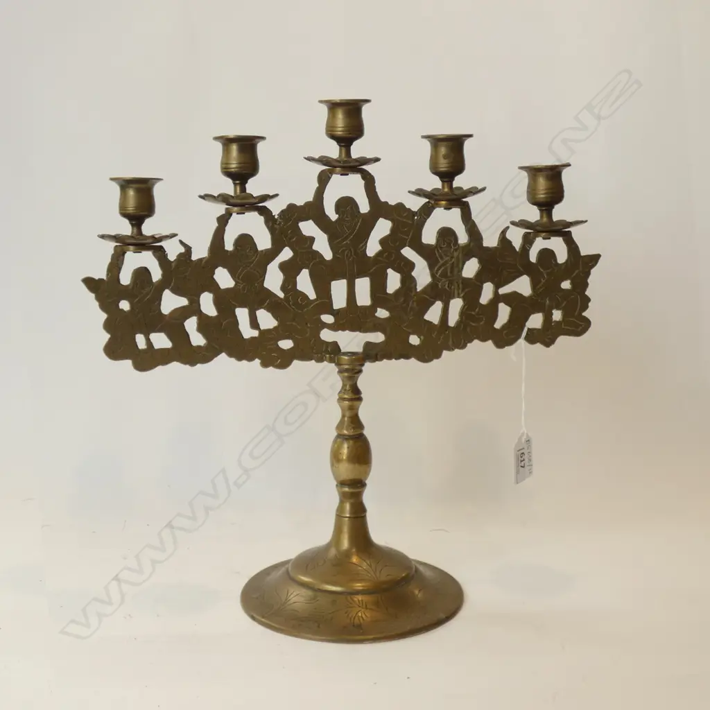 BRASS CANDELABRA HOLDS 5 CANDLES H.355mm Image 1++