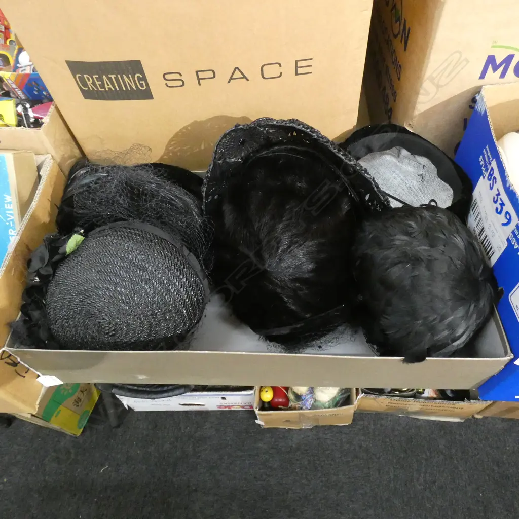 BOX LOT BLACK VINTAGE LADIES HATS Image 1++