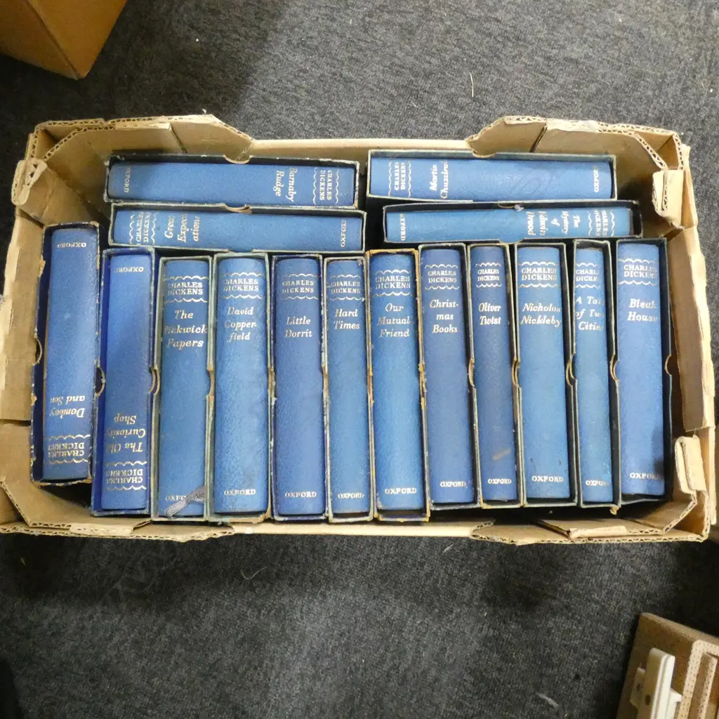 BOX LOT SET HARDCOVER LEATHERBOUND CHARLES DICKENS NOVELS Image 1++