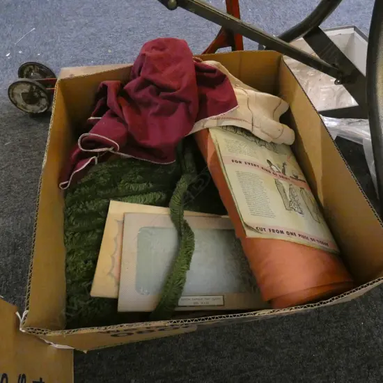 BOX LOT FABRICS ETC