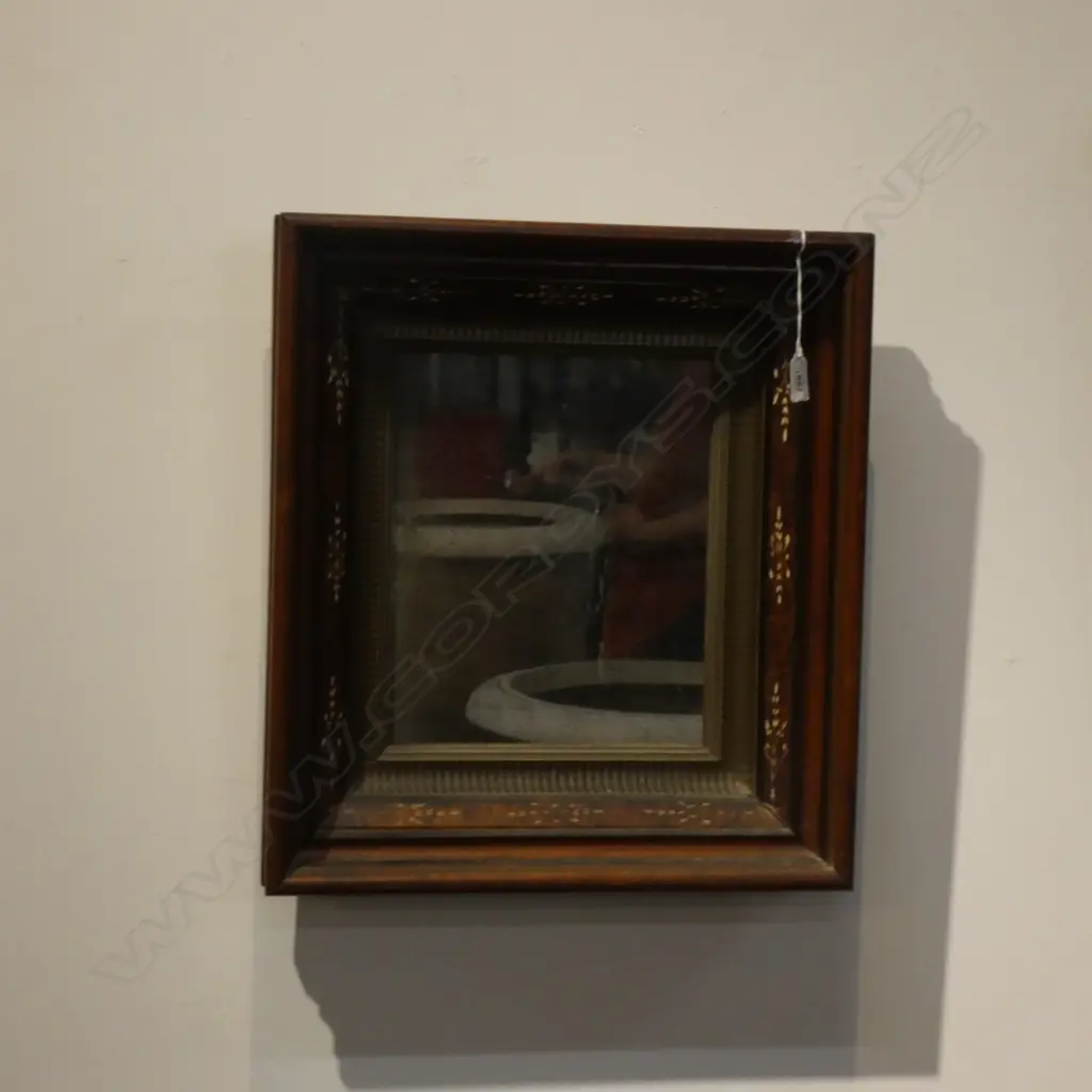 19THC EXOTIC DEEP FRAMED MIRROR 480 X 430mm Image 1++