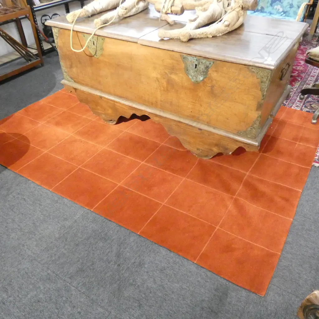 CONTEMPORARY HAND KNOTTED RED WOOL PILE RUG... Image 1++
