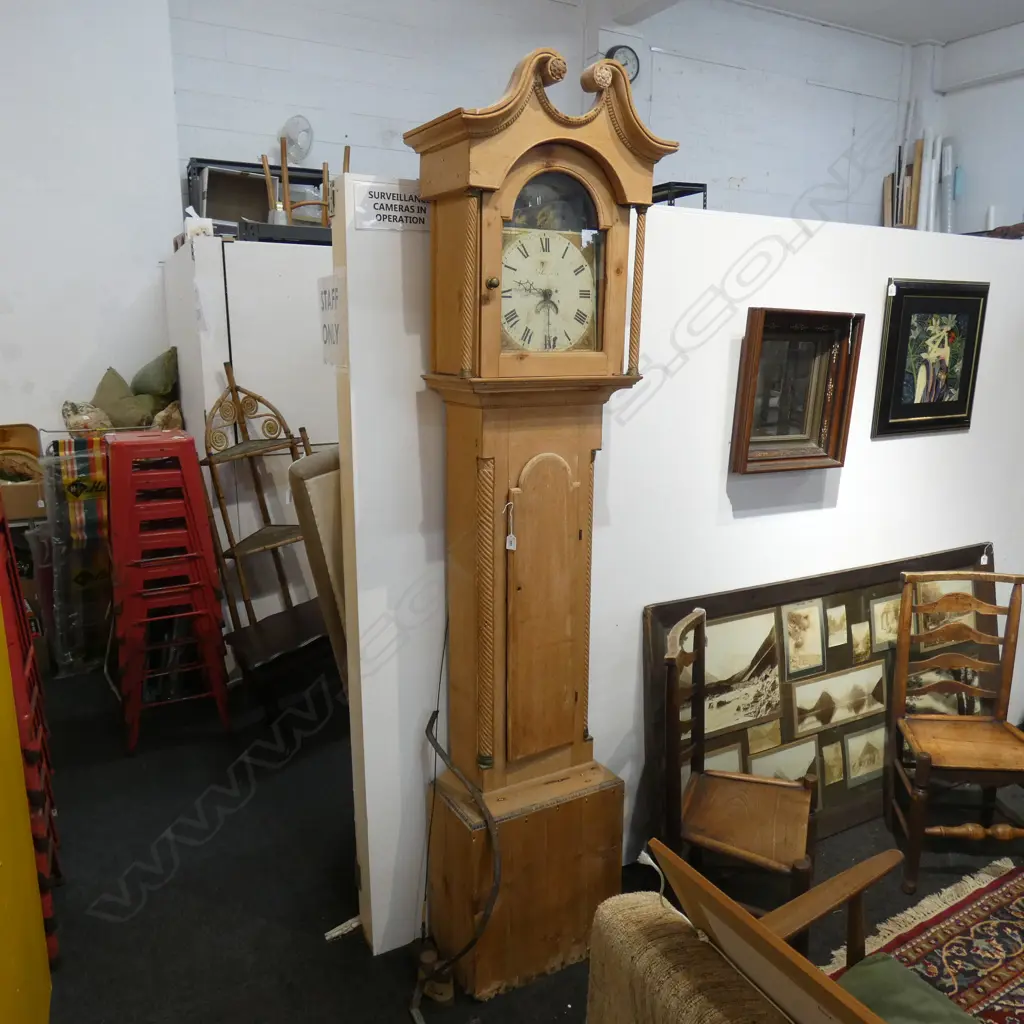 ANTIQUE PINE GRANDFATHER CLOCK Image 1++