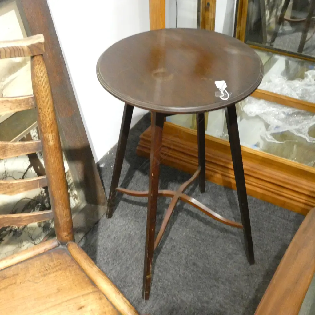 SM ROUND MAHOGANY TALL SIDE TABLE DIA 440MM (MARKS TO TOP) Image 1++