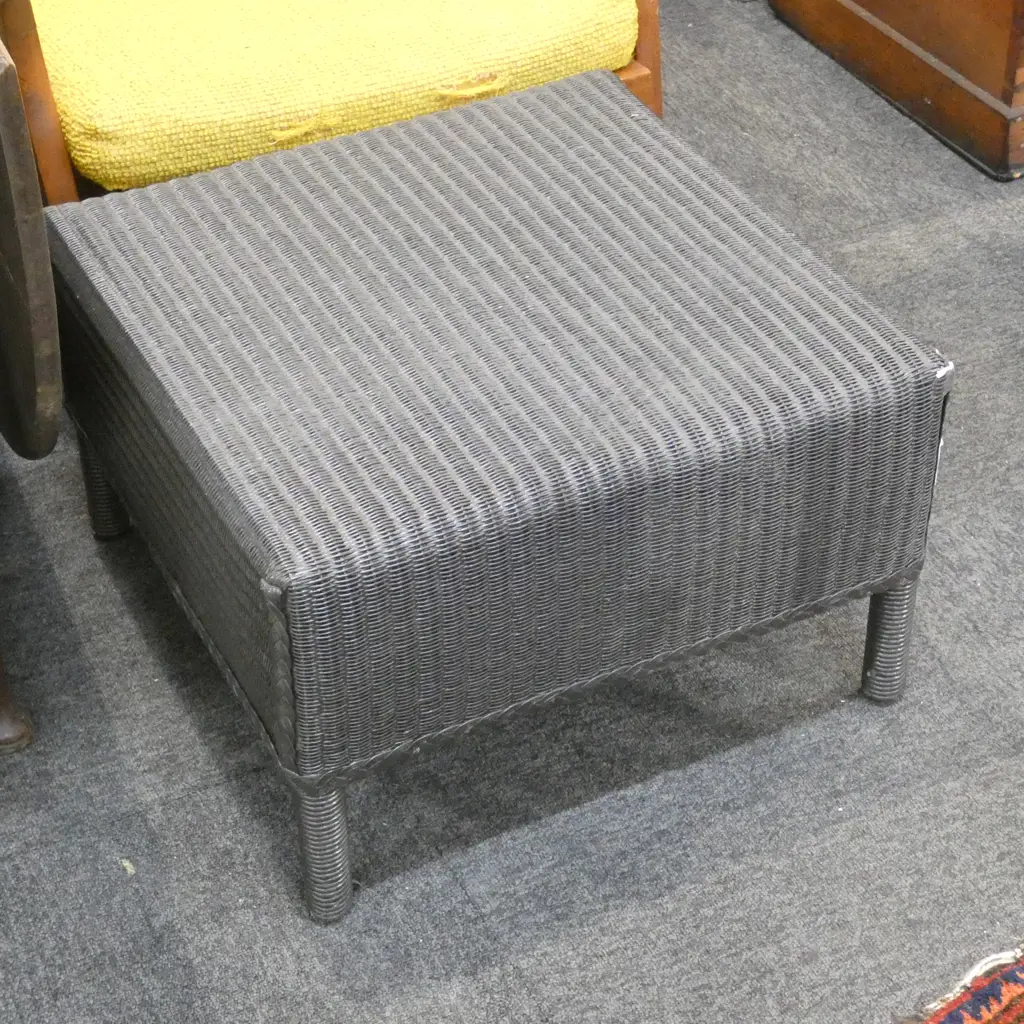 LLOYD LOOM BLACK PAINTED WOVEN TABLE 560mm sq Image 1++