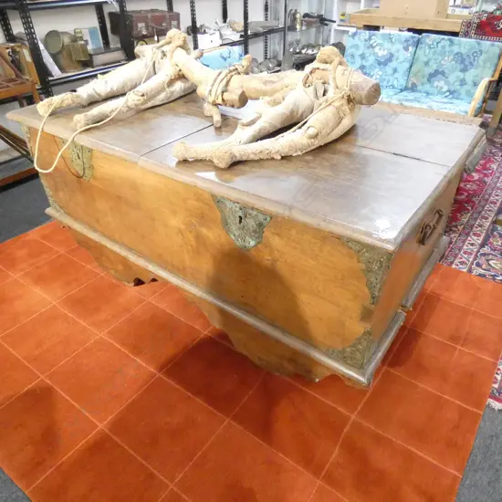 JAPANESE TEAK CHEST ON WHEELS...