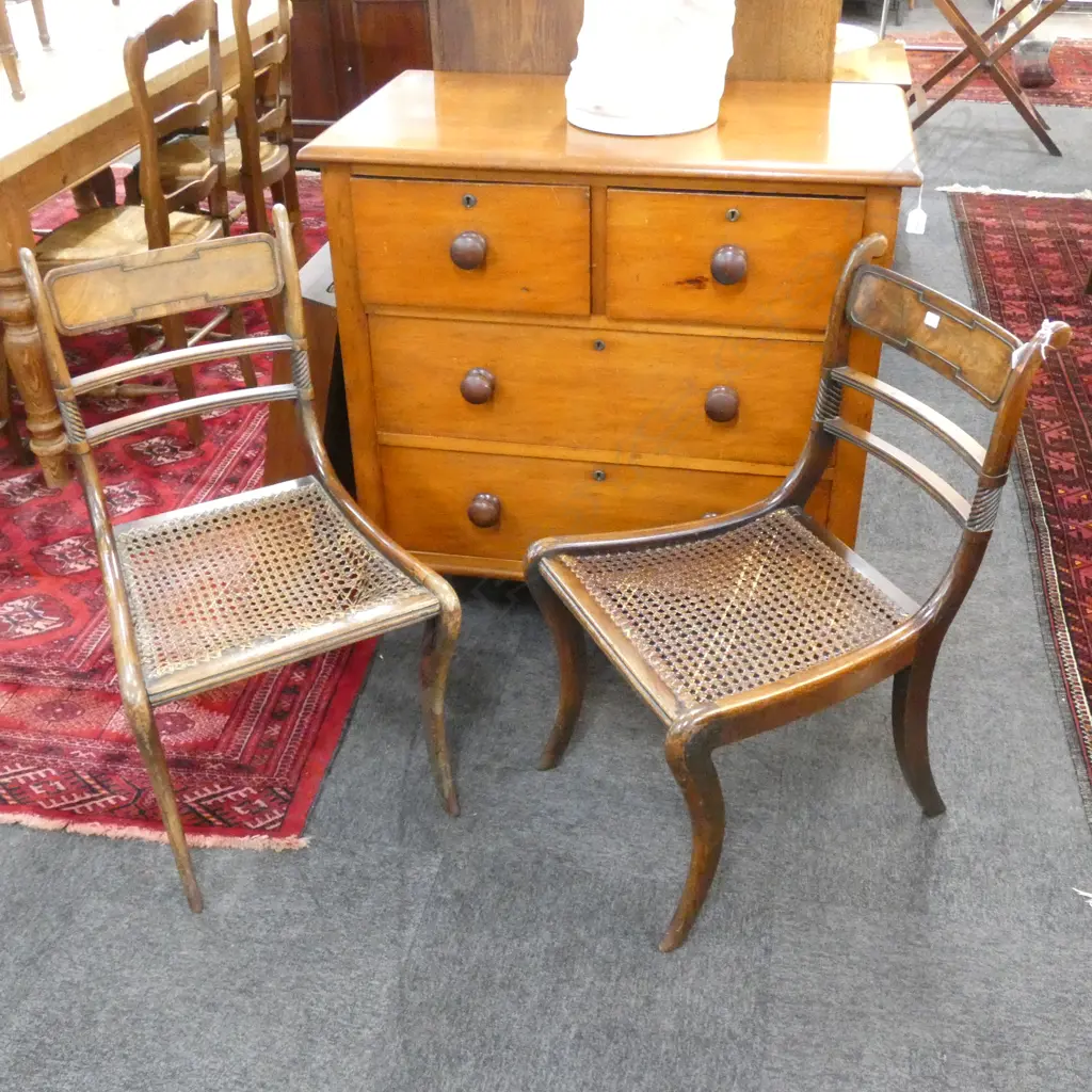PR REGENCY MAHOGANY CHAIRS WOVEN SEAT Image 1++