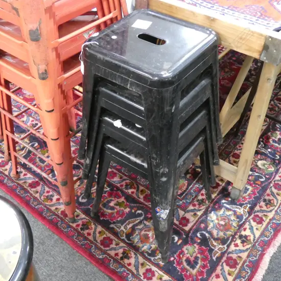 4 BLACK METAL STOOLS H.660mm