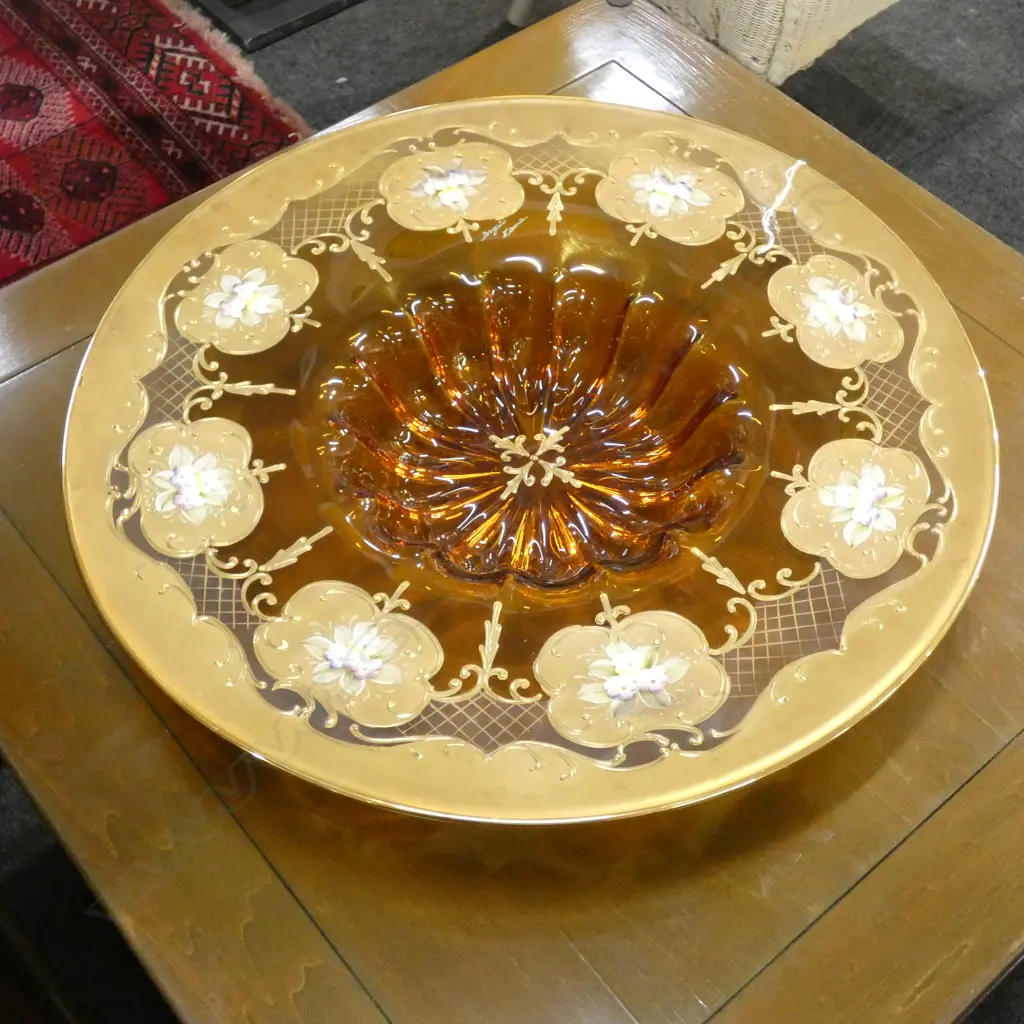 (17907) LG VENETIAN GLASS WIDE RIMMED DISH DIA 430MM Image 1++