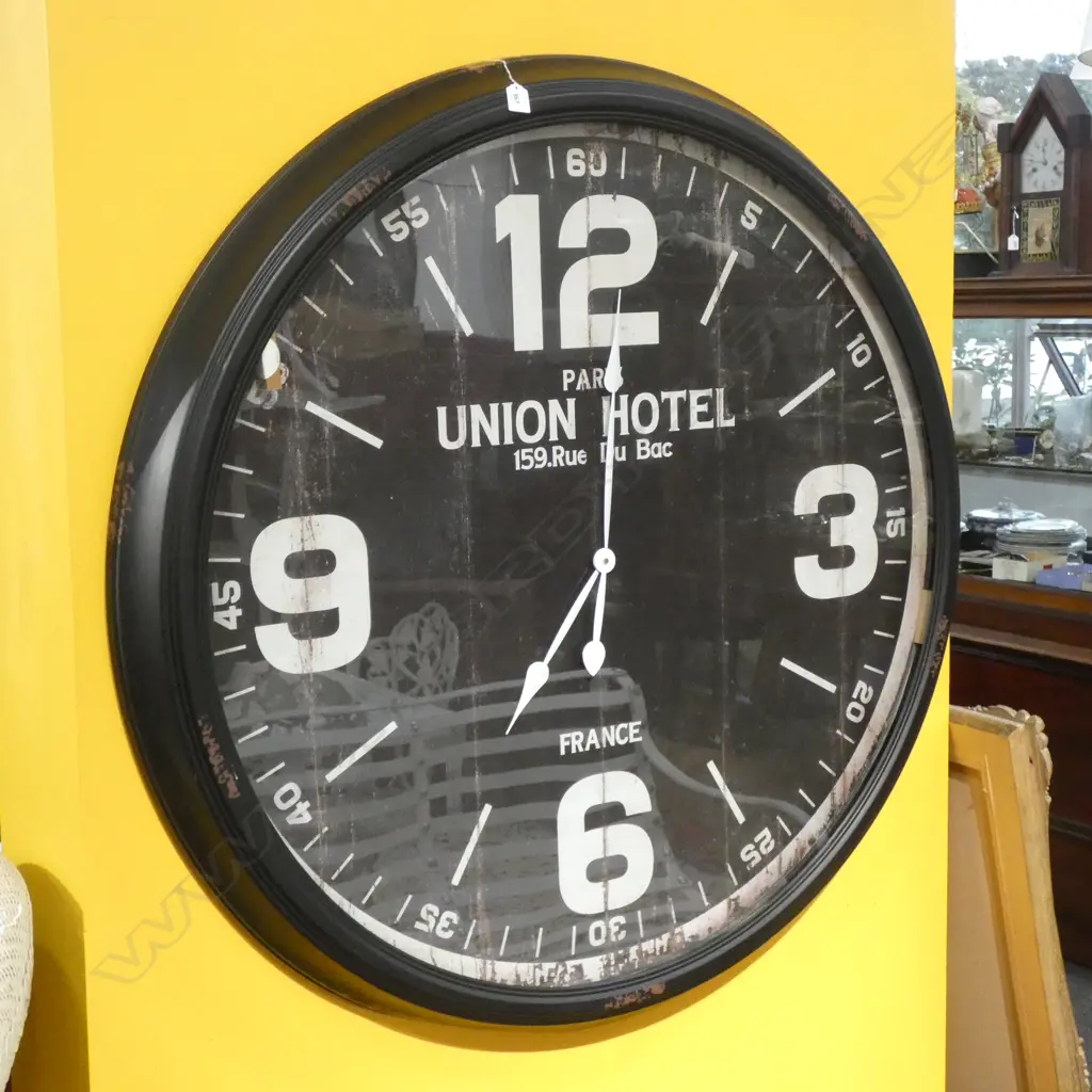 'UNION HOTEL' LARGE FRENCH STYLE WALL CLOCK 1150mm dia Image 1++