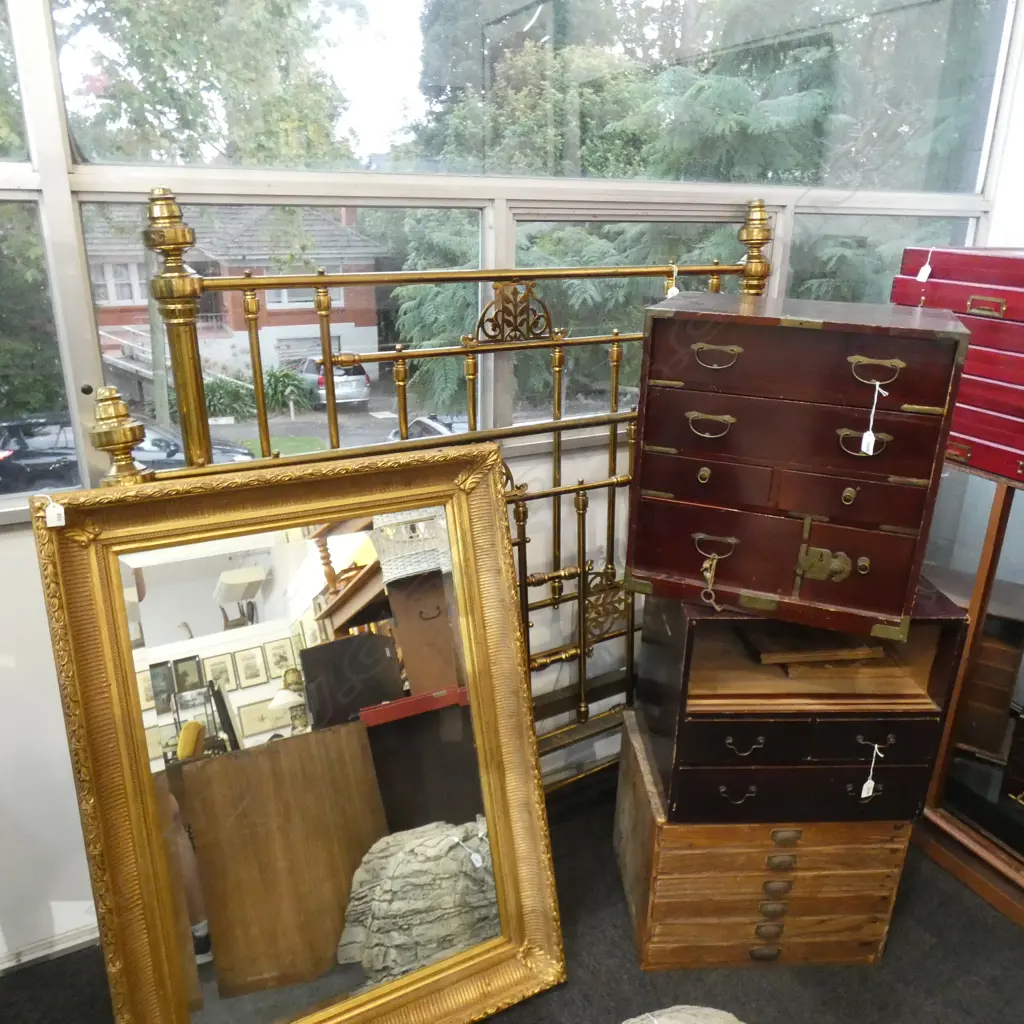 VICTORIAN ALL BRASS DOUBLE BED W RAILS Image 1++