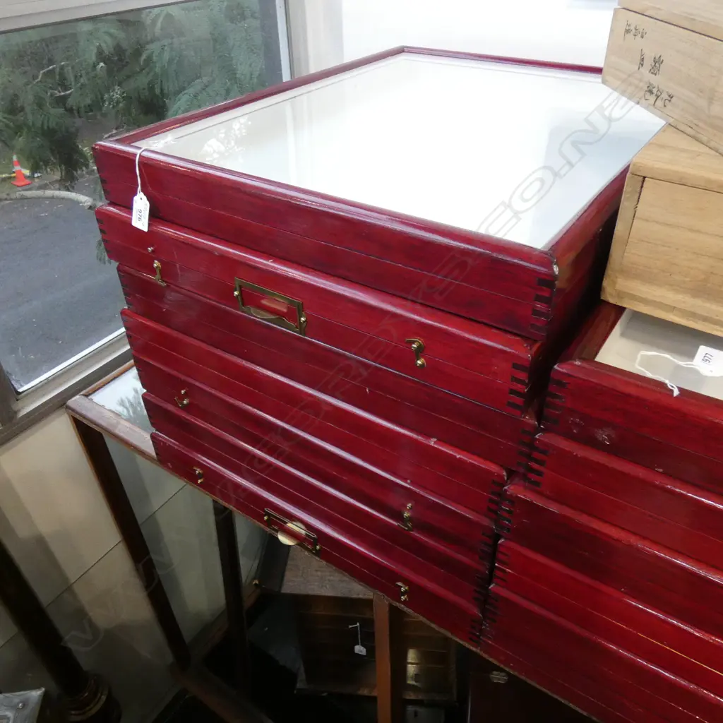 7 WOOD FRAMED GLAZED DISPLAY CASES EX. TE PAPA Image 1++