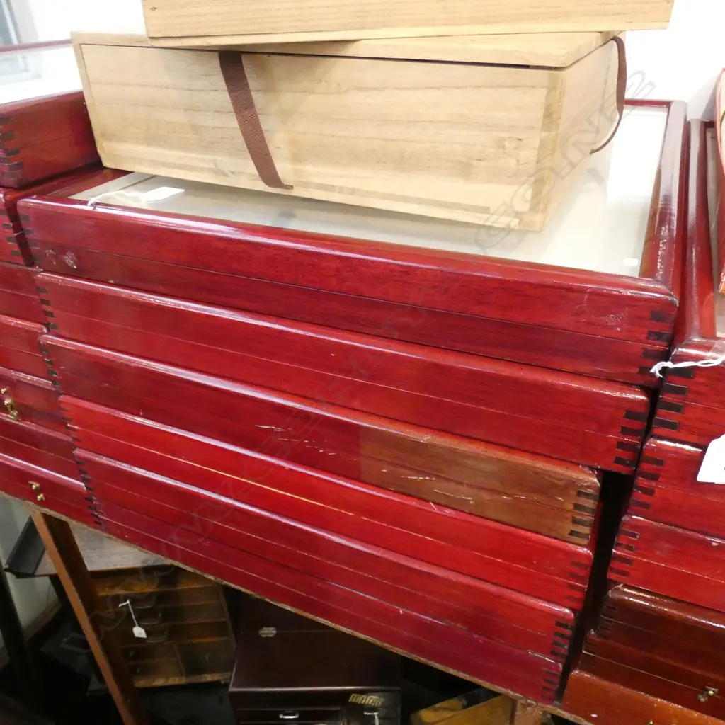 6 WOOD FRAMED GLAZED DISPLAY CASES EX. TE PAPA Image 1++