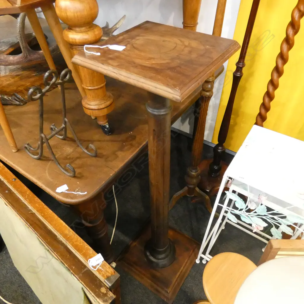 TALL DARK WOOD STAINED PLANT STAND H. 1200MM Image 1++