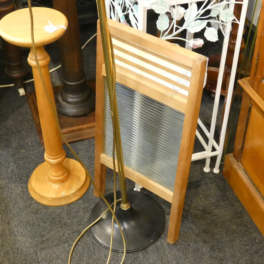 VINTAGE GLASS WASHBOARD H.640mm Image 1++