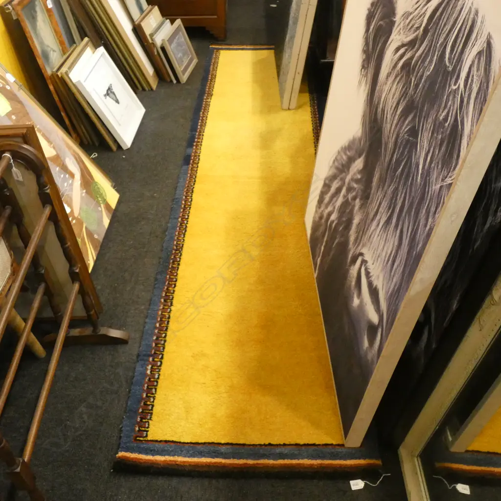 HAND KNOTTED YELLOW WOOL PILE GABBEH RUNNER... Image 1++