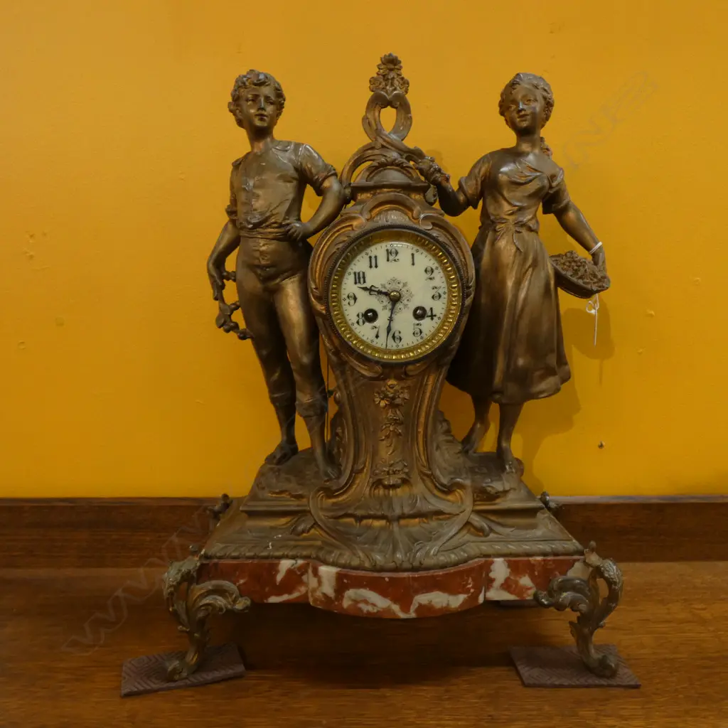 FRENCH FIGURAL BRASS CLOCK H  520MM Image 1++