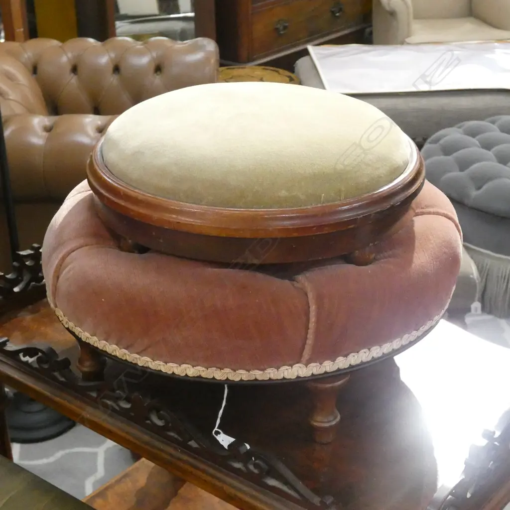 2 VINTAGE FOOTSTOOLS 400mm dia Image 1++